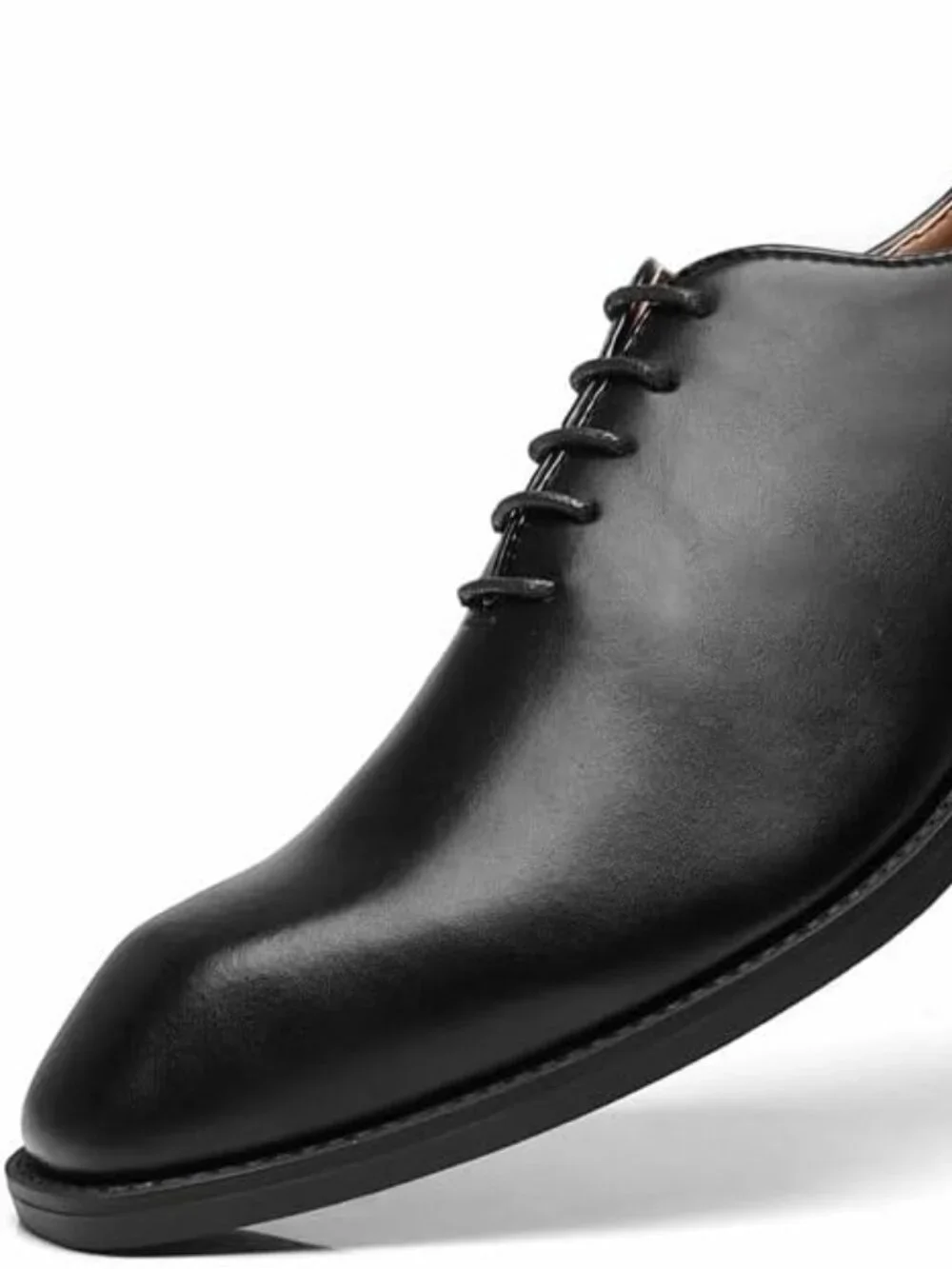 Men Black Leather Whole-Cut Cap Toe Formal Business Brogue Tuxedo Oxford Shoes
